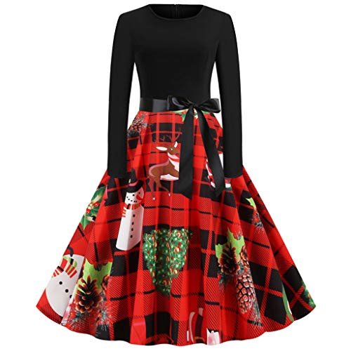 K-Youth Vestidos Navidad Mujer de la Navidad de Manga Larga Estampado Christmas...