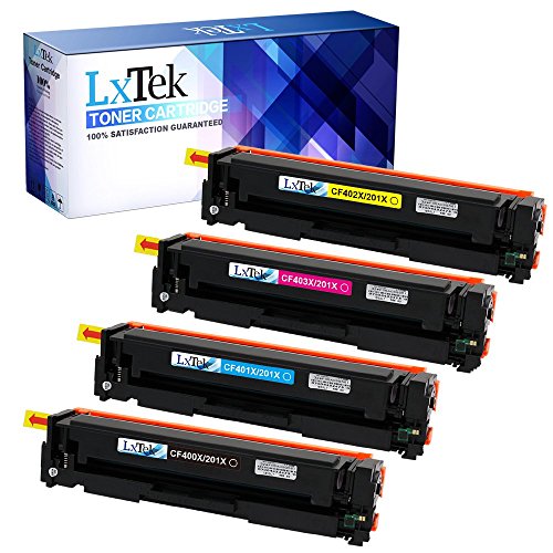 LxTek Compatible Toner Cartridge Replacement Set for HP 201X (1 Black|1 Cyan|1 Magenta|1 Yellow) 4 Pack CF400X CF401X CF403X CF402X for Use with HP Color Laserjet Pro M252 MFP M277 M277DW M252DW