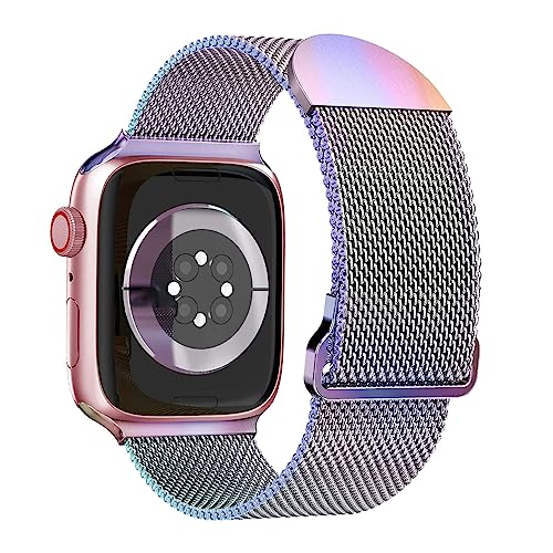TINICR Metal Magnetic Bands with TPU Case Compatible with Apple Watch Band, Metal Stainless Steel with Adjustable Magnetic Lock for iWatch Series 7/6 / SE / 5/4/3/2/1