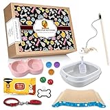 Foodie Puppies 9Pcs Kitten Starter Kit - 2in1 Cat Face Bowl, Wipe, Scratcher Pad, Collar Tag, 10mm Collar, Mouse Bell Teaser, Beads & Glitter Balls, Litter Tray & Scooper I Complete Care Gift Box