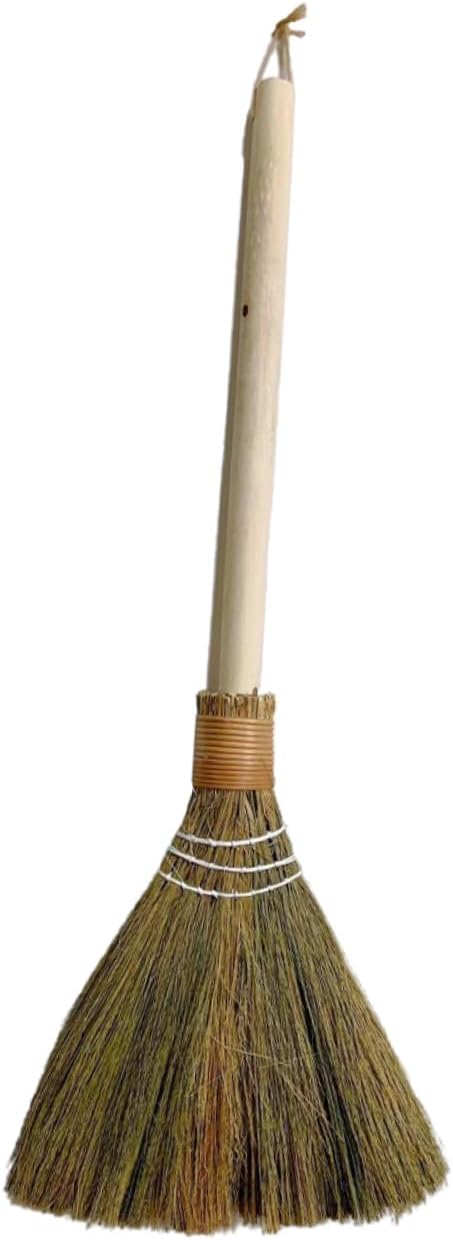 Small Detachable Hand Broom 74cm with Natural Straw Bristles, Household Desktop Dust Brush for Indoor Cleaning and Farmhouse Use