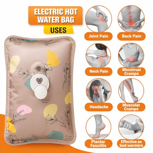 Image of electric hot water bag for pain relief | heating pad for periods cramps, back, knee & full body pain relief | electric heating bag, hot pack, warmer bag, hot bag, heat pad, heat bag| fast heating, leak proof, reusable (color and design as per availability)-01