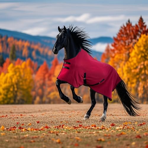Image of Fleece Horse Blanket, Horse Warm Coat (red, 78'')