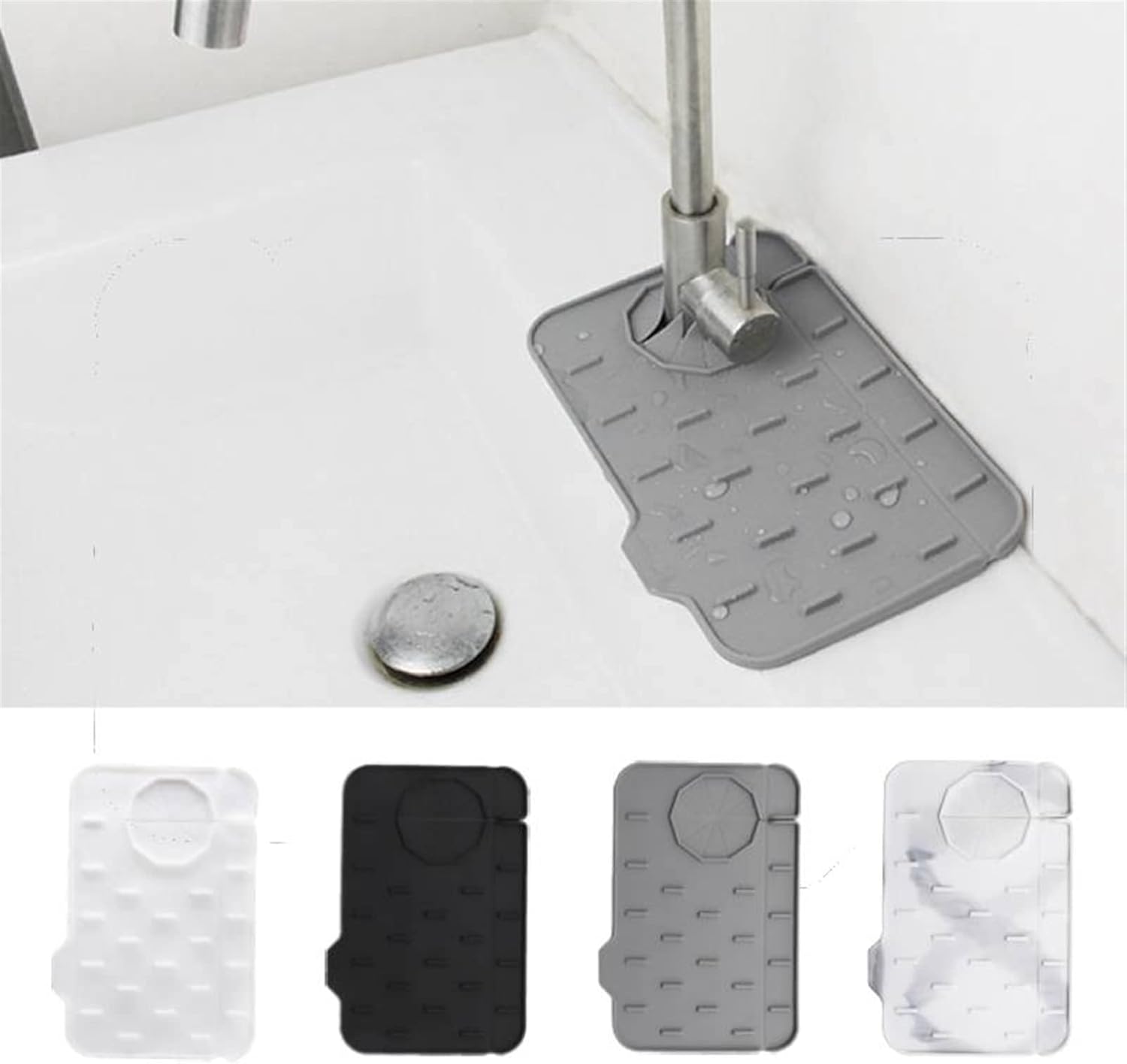 XTYPE Silicone Faucet Mat Faucet Water Catcher Mat Kitchen Sink Splash Guard Water Draining Pads Countertop Faucet Drip Protector Mat (Color : Black)