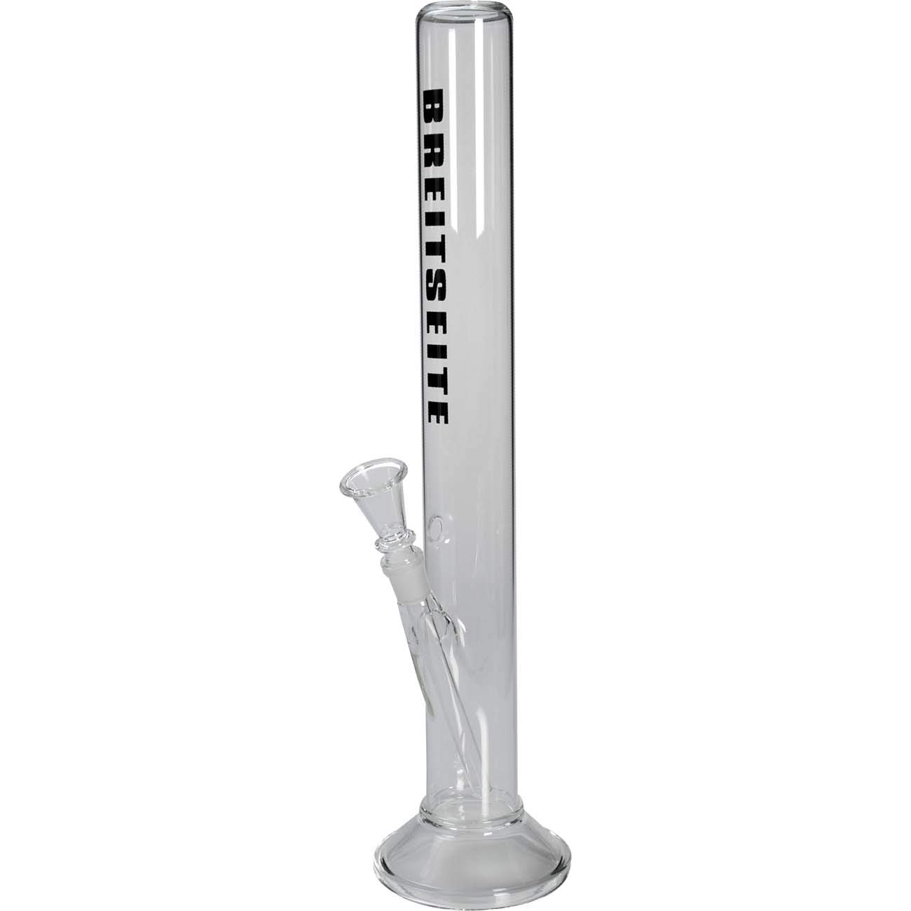 Zylinderbong 50 cm Klar Schriftzug | Zylinder Bong 18,8 (NS 19) aus Borosilikatglas mit Kickloch & stabilem Rundfuß| Kräuter Glasbong inkl. Shillum | Ø 55mm