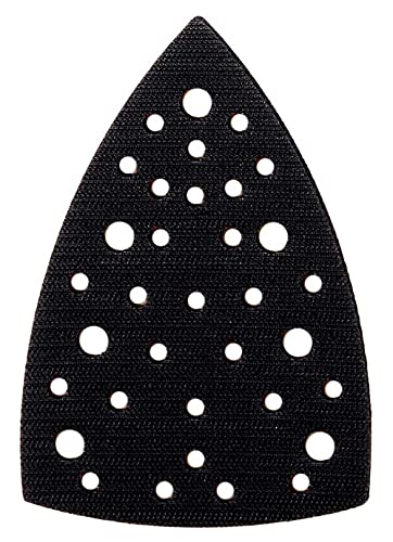 Mirka Schleifschuh Härtegrad Medium + Schutzauflage 100x152x152mm Klett für Deltaschleifer Schwingschleifer Mirka DEOS DEOS663CV mit 32 Absauglöcher für staubfreies Schleifen mit Netzschleifmitteln