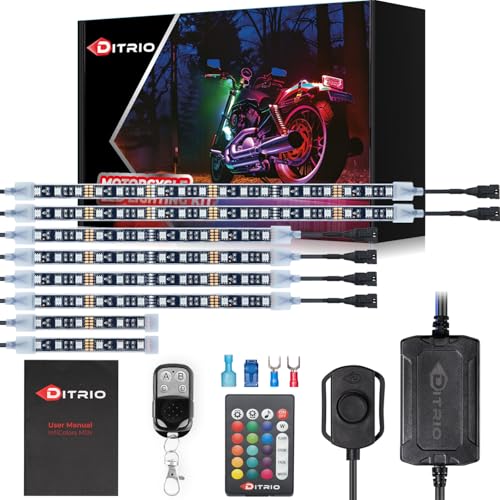 Image of 8PCS Underglow RGB LED Strip Light Kit DC 12V with 2 Red Blinking Brake Light Styles for Motorcycles Trikes Golf Carts ATVs UTVs - M8r