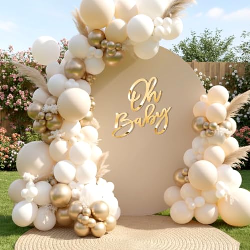 Image of Acrylic Oh Baby Sign for Baby Shower Backdrop, Gold