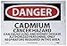 NMC D361PB OSHA Sign, Legend "DANGER - CADMIUM CANCER HAZARD...", 14" Length x 10" Height, Pressure Sensitive Vinyl, Red/Black on White