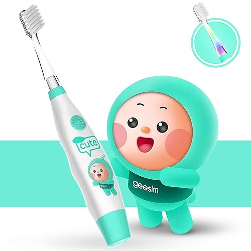 Kids Baby - Cepillo de dientes eléctrico sónico con batería con temporizador inteligente y LED colorido cepillos de dientes eléctricos para bebés y