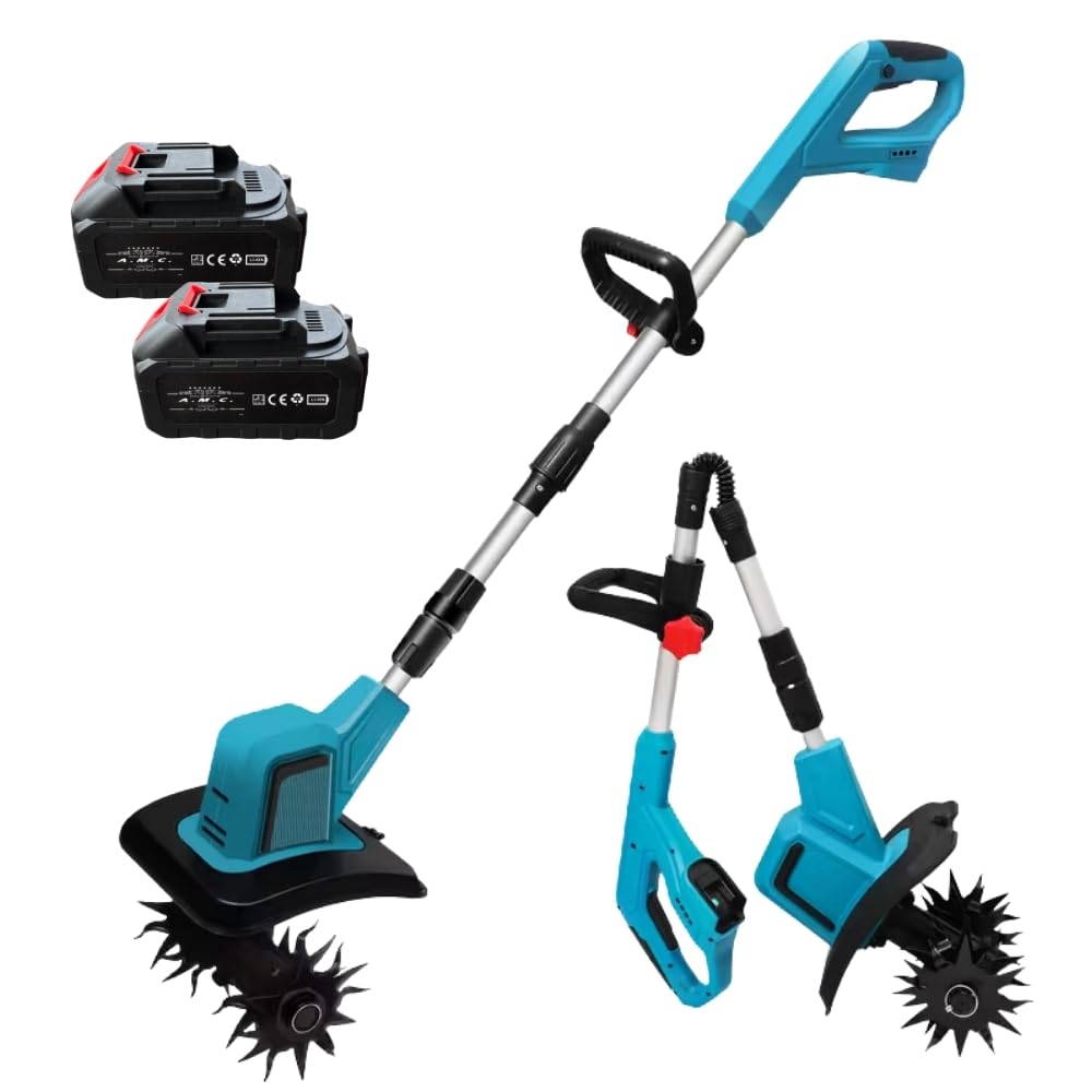 A.M.C. Motozappa a batteria Motozappa elettrica con motore brushless regolabile in altezza, larghezza di lavoro 20 cm Professionale