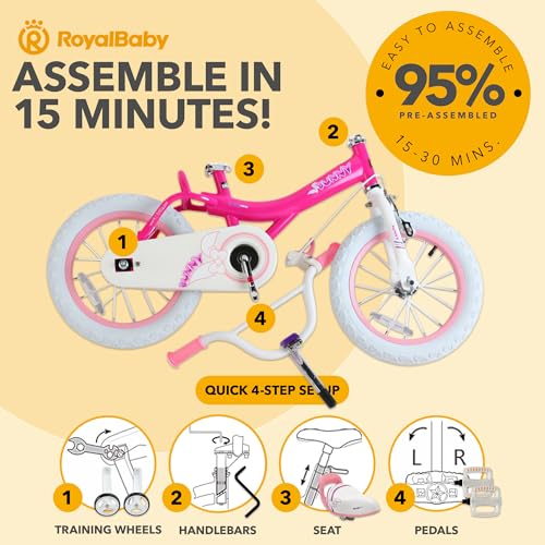 Image of Royalbaby Princess Girls Kids Bike 12 14 16 18 20 Inch Children Bicycle with Basket for Age 3-12 Years