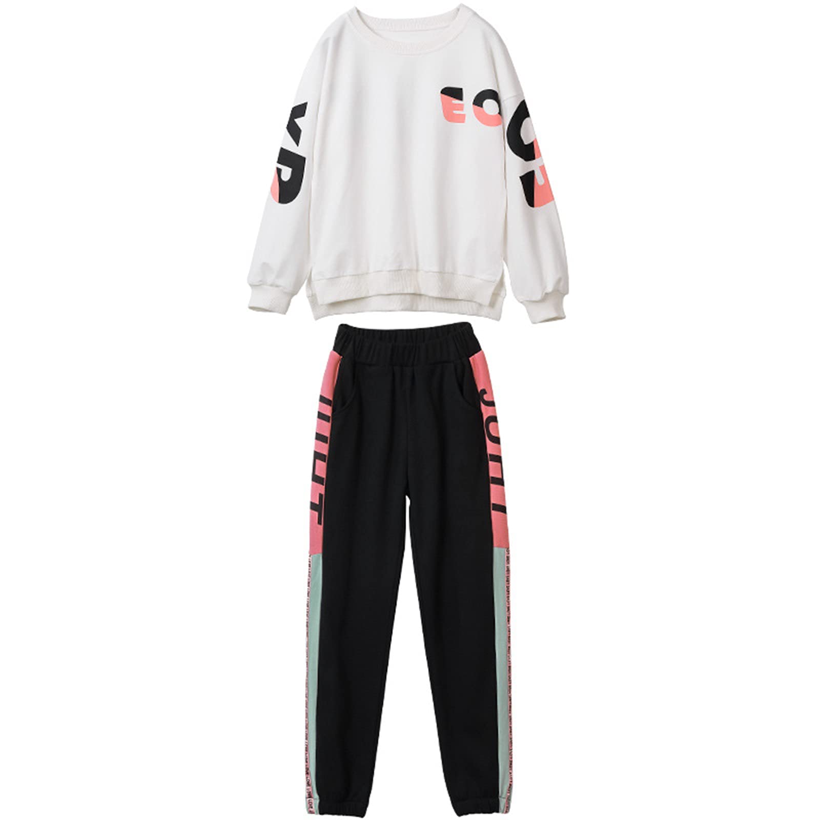 amropi Niña Jogging Chándales Rayas Sudadera y Pantalones 2 Piezas Conjunto de Ropa para 3-14 años