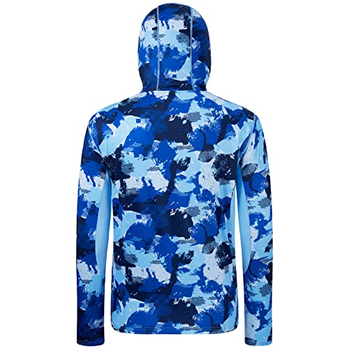 Image of BASSDASH Men's UPF 50+ Fishing Hiking Camo Hoodie Shirt with Face Mask Lightweight Neck Gaiter Long Sleeve