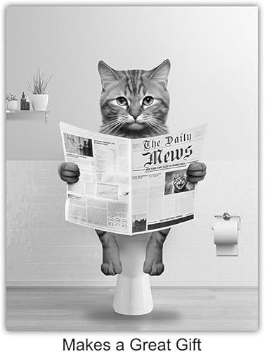 Miniatura 3 de Kids Cat Bathroom Wall Art & Decor - Cute Cat Bathroom Pictures for Women - small Bathroom Decor - funny Cat Modern Bathroom Set - Bathroom