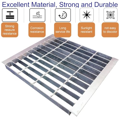 Image of Galvanized Steel Drain Grate with Lip, Channel Cover 16x16 in