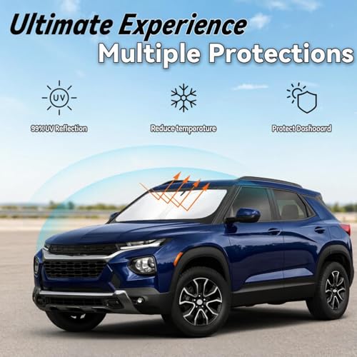Image of Windshield Sun Shade for Chevrolet Trailblazer Chevy Trailblazer 2020-2025, Car Front Window Sunshade with 240T Sun Visor Protector Blocks UV Rays Heat Sun Shield Accessories