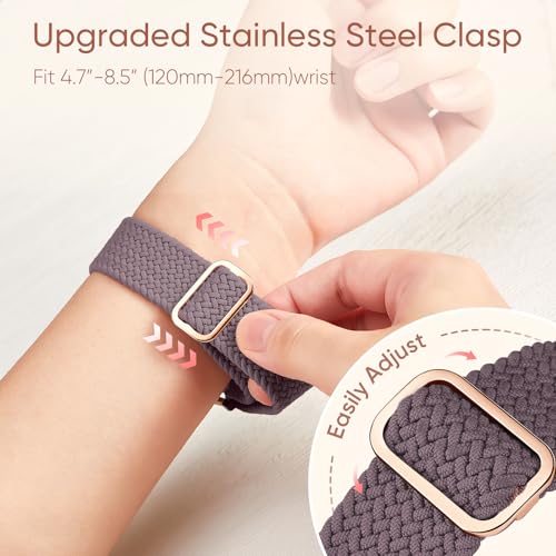 Image of Braided Stretchy Band Compatible with Apple Watch 40mm 41mm 42mm 38mm 44mm 45mm 46mm 49mm Women Men, Breathable Adjustable Nylon Sport Solo Loop Strap for iWatch Series 11 10 9 8 7 6 5 4 3 SE /Ultra 2