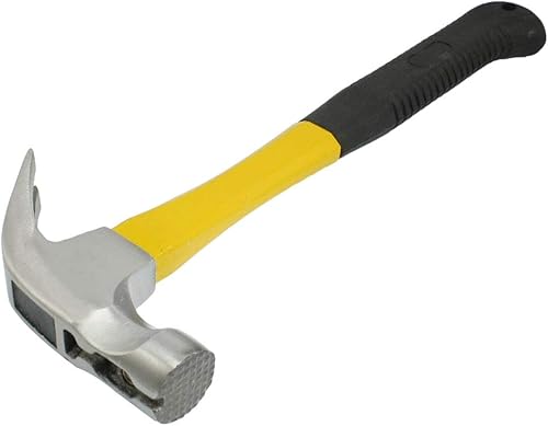 IIVVERR Mango de plástico amarillo negro texturizado cabeza redonda Martillo de garra de metal (Amarillo Negro mango de plástico con textura de