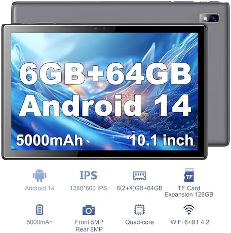 2. Bild von BYYBUO Smartpad A10 Tablet 10,1 Zoll Android 11 Tablets, 32 GB ROM Quad-Core-Prozessor 5000MAH Batterie, 1280x800 IPS HD Touchscreen 5MP+8MP Kamera, Bluetooth, WiFi, GPS Tablets Prime 10 + Zoll