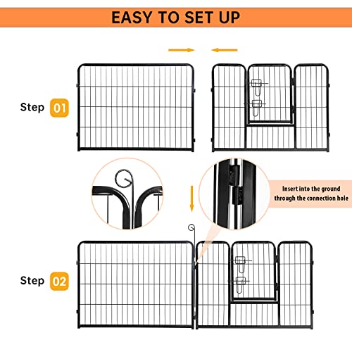 Image of BestPet | Dog Playpen | 24 Inch, 8 Panels | Heavy Duty Metal Pet Exercise Pen | Indoor Outdoor Fence Panels | Rust-Resistant, Removable, Tool-Free Setup | Anti-Skid, Expandable Design