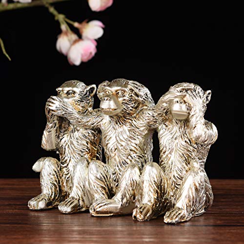 Estatua Mono No Evil Small Resina Plateada 4.3x2.2x2.8 pulgadas miniatura 4
