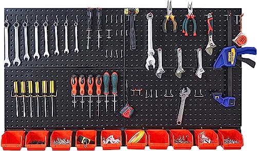 Image of Ultrawall Metal Pegboard Wall Panels, Peg Boards for Garage Tool Storage | Heavy Duty Pegboard Tool Storage Kit for Home, Craft Room Black 2 Pcs