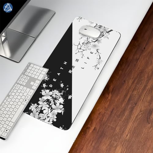 Image of SoulAbiti Minimalist Cycle of Life Art Mouse Pad - 23.6 x 11 Inches Desk Pad - Gaming and Workstation Mat for Illustration Artwork Fans - Non-Slip Rubber Base - Smooth Surface for Precise Control