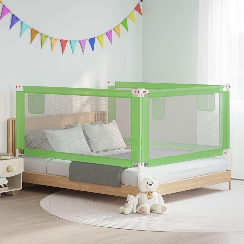 Kleinkind-Bettschutzgitter Grün 180x25 cm Stoff mit Verstellbarer Höhe 70-95 cm Rausfallschutz für Kinderbett und Elternbett mit Absturzsicherung und Seitenschutz für Babysicherheit