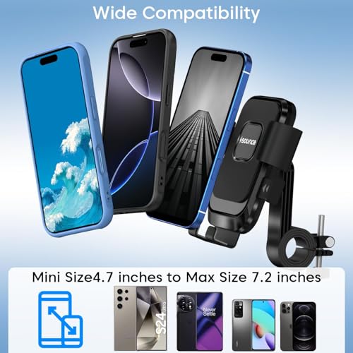 Image of Sounce HydroDock Bike Mobile Holder with 360 Degree Rotation Shock Resistant Anti Shake Design Firm Locking One Hand Operation Adjustable Handlebar Mount Compatible with All Smartphones Secure (Black)