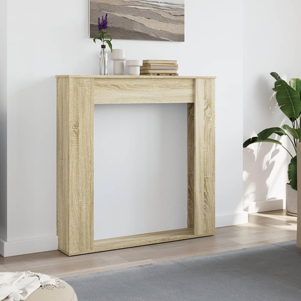 Tidyard Kaminumrandung Kaminkonsole Deko Kaminrahmen Sonoma-Eiche 100x20x100 cm Holzwerkstoff