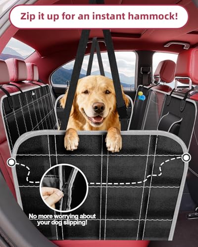 UPAWPIA Hundedecke Auto Rückbank 100% Wasserdicht Kratzfeste Autoschondecke Hund Rücksitz mit Seitenschutz und Sichtfenster Hundematte Auto Rückbank Universal für PKWs LKWs und SUV mit Sicherheitsgurt