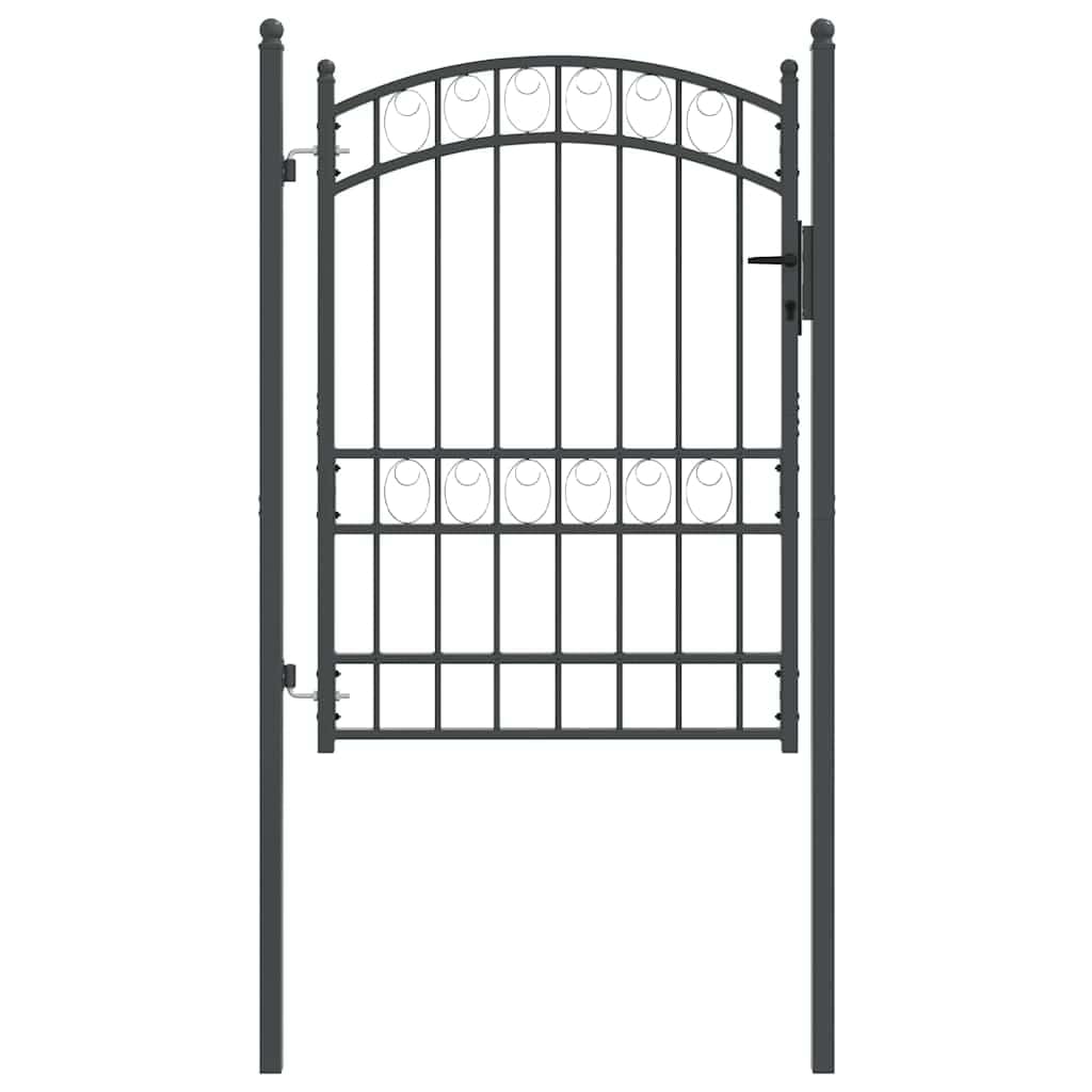 Cancello Recinzione Acciaio Grigio 104 x 192 cm con Arco