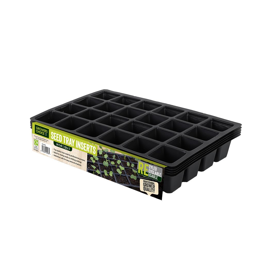 Growers Choice Seed Tray Inserts, 24 Cell, 35cm, Black Plastic, Pack of 10