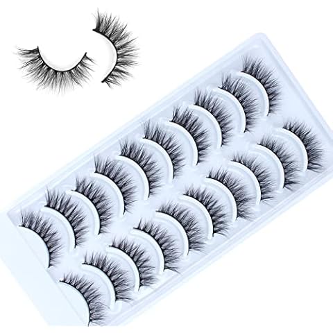 3D Falsche Wimpern, Cateye Natürlicher Look Künstliche 10 Paar Fake Lashes Wiederverwendbare Volumen Gekreuzte False Eyelashes Handgefertigte Vegane Natürlich Wimpern Set Cover
