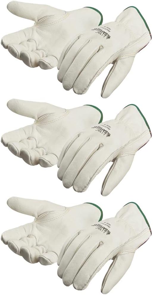A pair of heavy-duty leather work gloves.