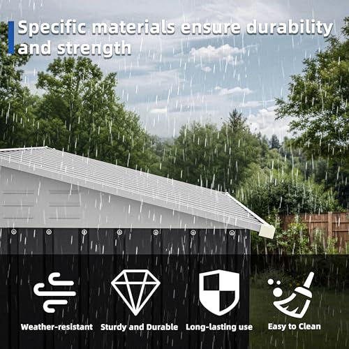 Image of JY QAQA 5x3 FT Outdoor Garden Storage Shed, Waterproof Metal Garden Sheds with Window and Lockable Double Door, Weather Resistant Steel Tool Storage House Shed for Patio, Lawn Dark Gray
