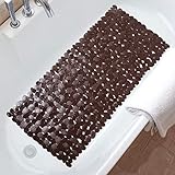 TreeBud Pebble Bathtub Mat, 35 x 16 Inches Non Slip Bath Mat for Shower Tub with Drain Holes and Suc