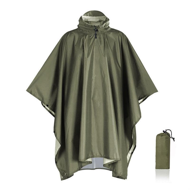 GIEEU Poncho impermeable ligero con ala, impermeable verde para adultos, 3 en 1, multifuncional, reutilizable, para caza, ciclismo, viajes, senderismo al aire libre