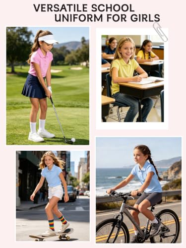 Image of OHD 3 Pack Girls Polo Shirt School Uniform Polo for Girls Cotton Soft Short Sleeve Classic Collared Shirt Size 3T-14