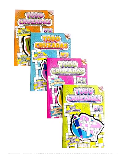 Todo Cruzadas Pack De 4 Libros 976 Cruzadas Pasatiempos En Español para Adultos Y Mayores También con Números Edición Actualizada