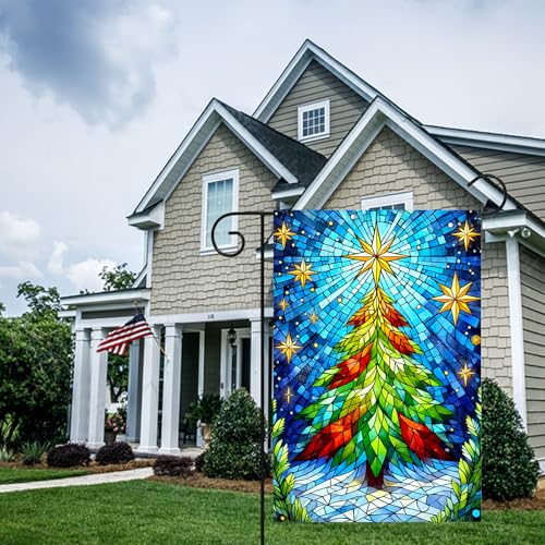 Image of BlissYard Christmas Christmas Tree Garden Flag 12x18 Inch Polyester