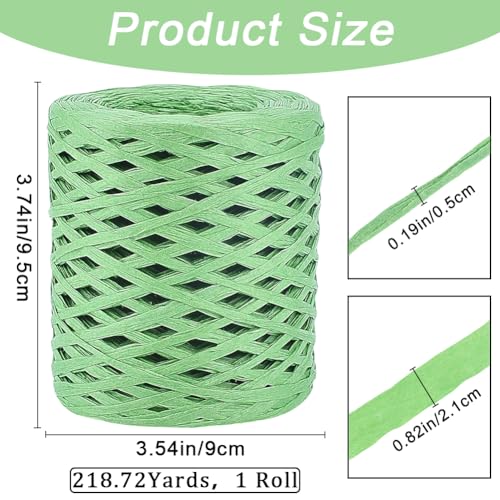 CRASPIRE 218 Yards Raffia Paper Ribbon for Wrapping Ribbon Green Packing Ribbon Raffia Twine String Packing Paper Twine for Christmas Wrapping DIY Craft - Image 2