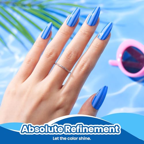 Image of Beetles Blue Gel Polish - Beetles Summer Voyage Riviera Rush Summer Nails, Navy Blue Gel Nail Polish, Same Color Bottle, Soak Off UV LED Lamp Neon Nails, Long-Lasting Manicure Salon DIY for Holiday