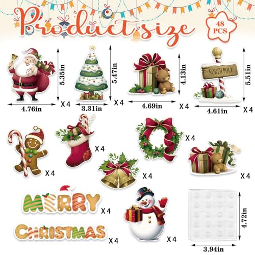 Image of Hying 48 PCS Xmas Tree Santa Bulletin Board Set Snowman Cutout Decorations Winter Holiday Cutouts Cardstock Paper Cut-Outs for Classroom Chalkboard Decorations