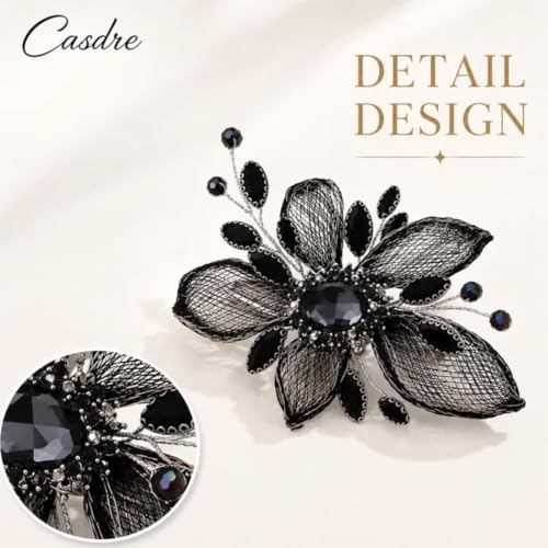Accesorio de cabello negro CASDRE con cristales para boda miniatura 3