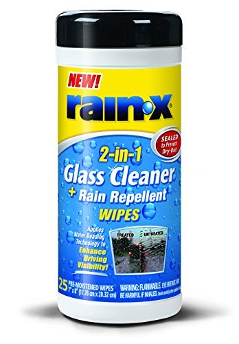 Rain-X 630022-6PK 2-in-1 Glass Cleaner and Rain Repellent Wipes - 25 Count