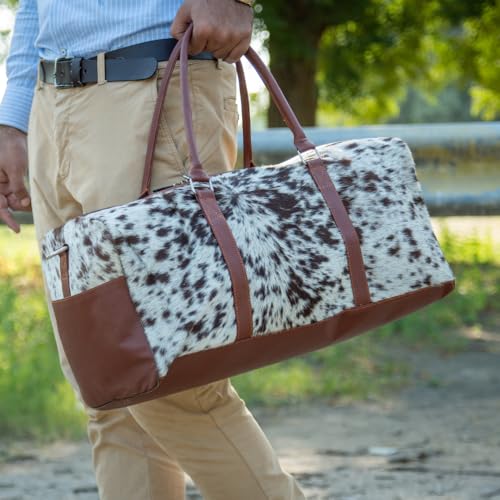 Weekender duffel cowhide leather travel carry on handmade gift outdoor sports gym overnight patchwork bag4