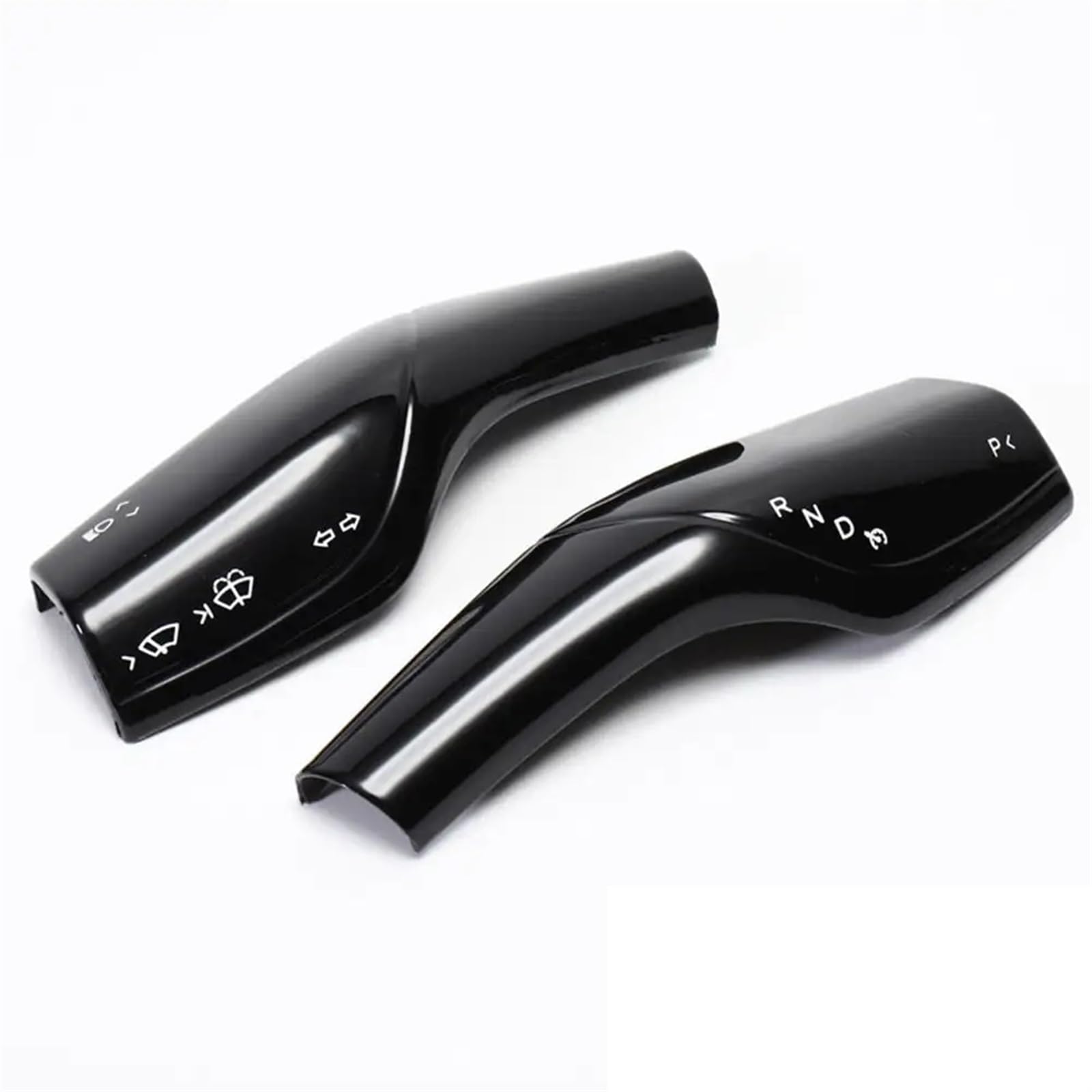 Car Trim Interior 2PCS for Tesla for Model 3 for Y 2022-2023 Interior Remodel Patch Car ABS Black Red White Column Shift Protection Cover(Bright Black)