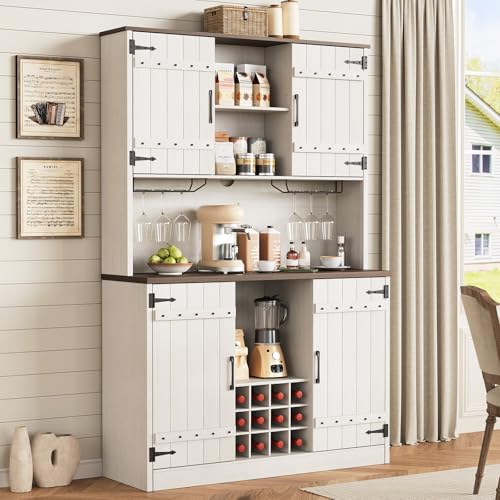 71farmhousekitchencabinetpantrybarcabinetwithstorageandadjustableshelveswinecabinetwith12winerackssideboardcabinetwithlargecountertopforkitchendiningroomoakoffwhite Urban Country Home Decor 71 farmhouse kitchen cabinet pantry bar cabinet with storage and adjustable shelves wine cabinet with 12 wine racks sideboard cabinet with large countertop for kitchendining room oak off white urban country home decor